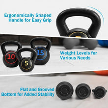 Load image into Gallery viewer, 5 10 15 lbs Weight Kettlebell Home Fitness 3 Pieces Set Kettle Bell