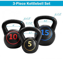 Load image into Gallery viewer, 5 10 15 lbs Weight Kettlebell Home Fitness 3 Pieces Set Kettle Bell