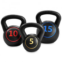 Load image into Gallery viewer, 5 10 15 lbs Weight Kettlebell Home Fitness 3 Pieces Set Kettle Bell