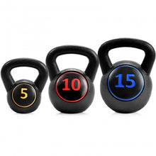 Load image into Gallery viewer, 5 10 15 lbs Weight Kettlebell Home Fitness 3 Pieces Set Kettle Bell